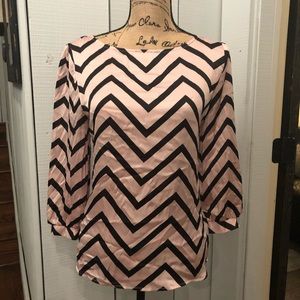 Pink and black chevron patterned blouse